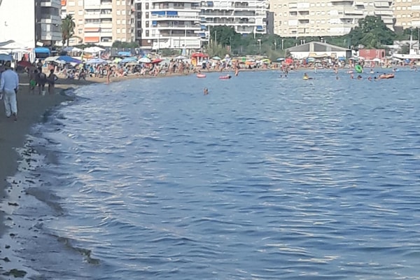Beach nearby, sun loungers