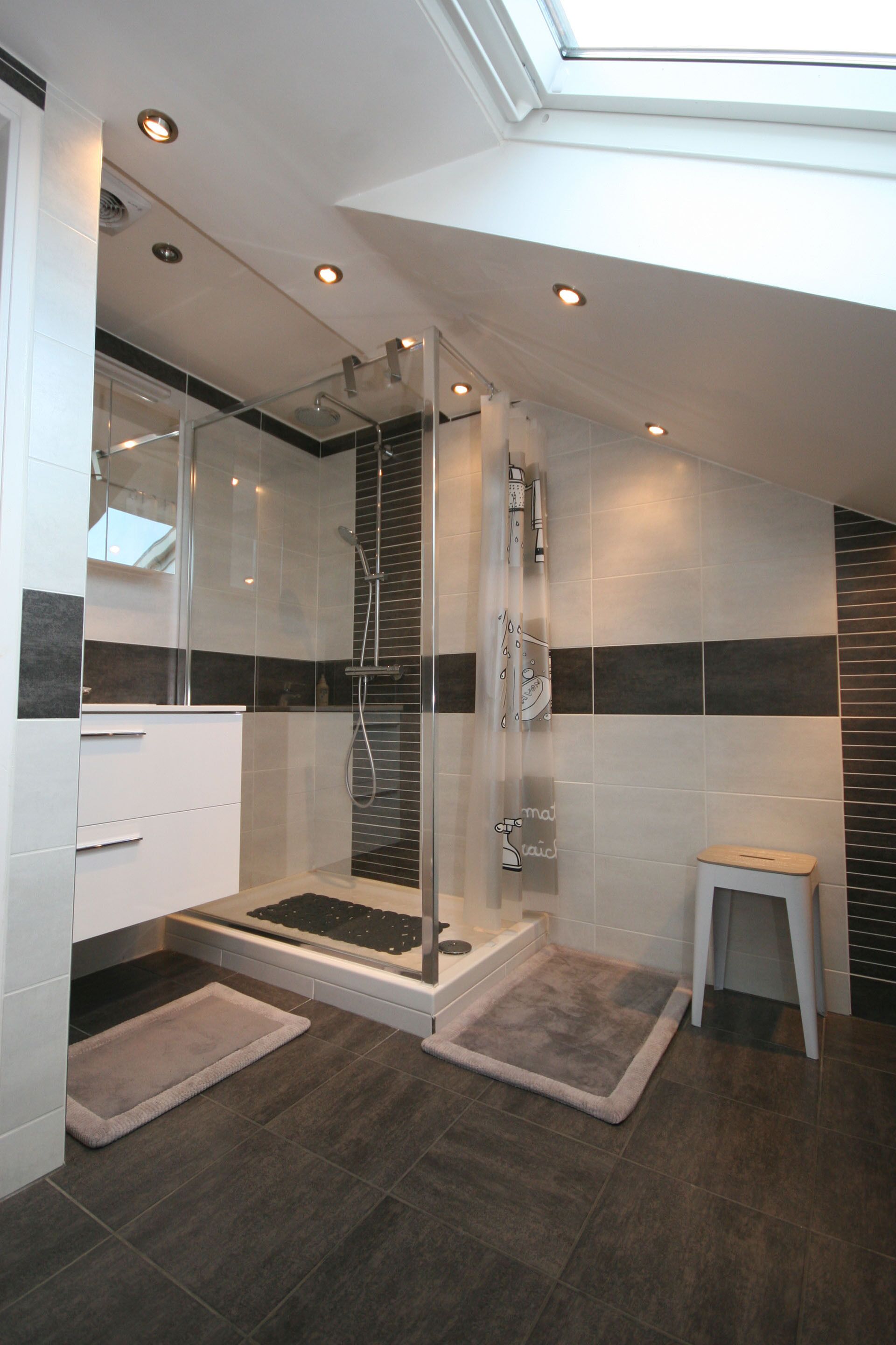 Ensemble douche/baignoire, sèche-cheveux, serviettes fournies