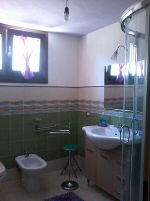 Dusch, hårtork, bidé och handdukar