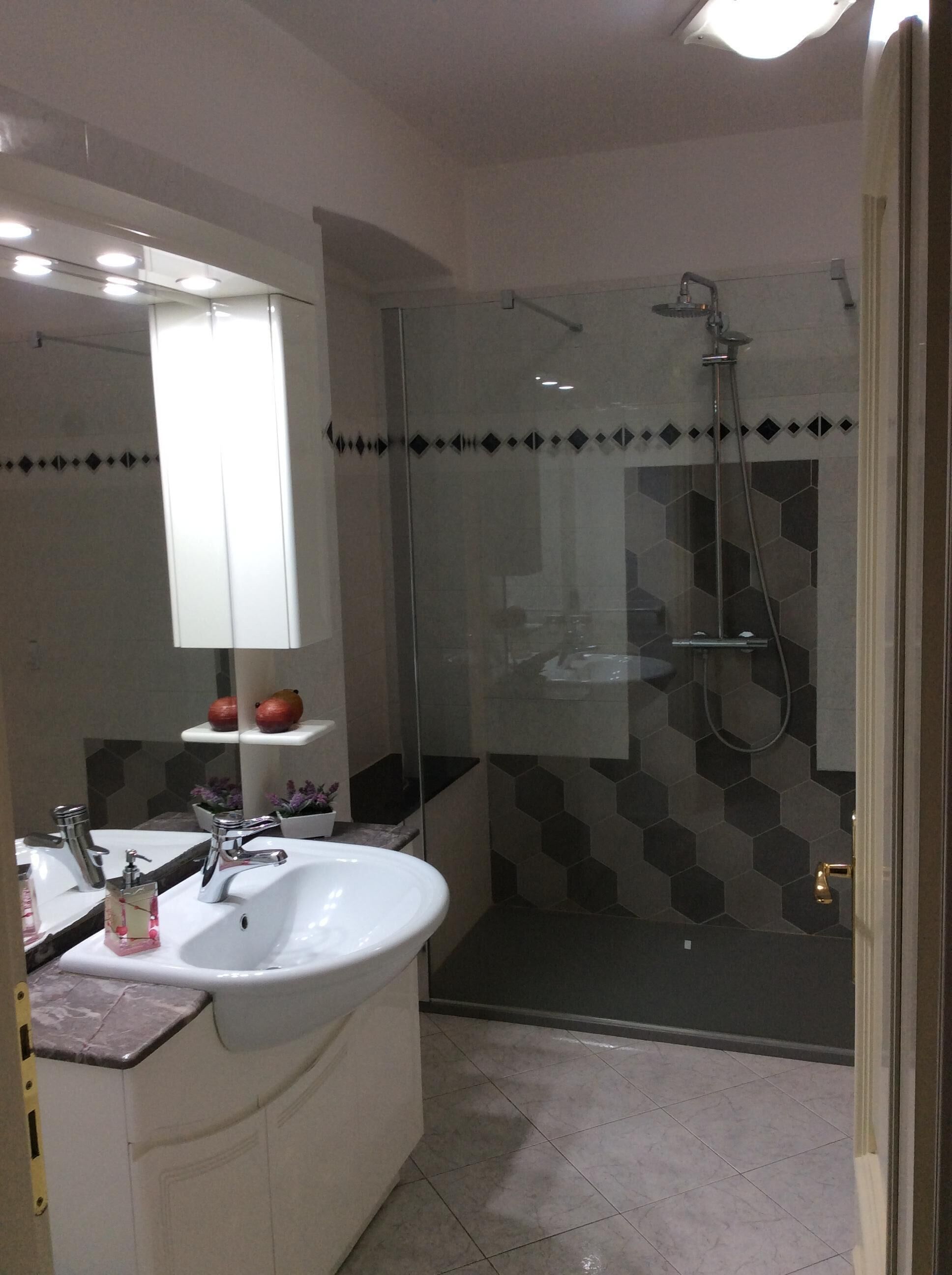 Dusche, Haartrockner, Bidet, Handtücher