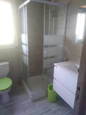 Ducha, secador de pelo y papel higiénico
