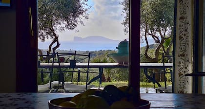 Villa Tramonto with sea view veranda surrounded by greenery with A/C and wifi