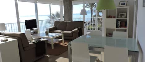 Fernseher, Kamin, DVD-Player, Bücher