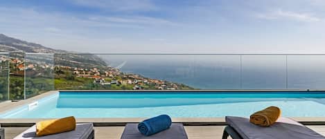 An infinity pool, a heated pool