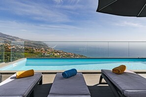An infinity pool, a heated pool
