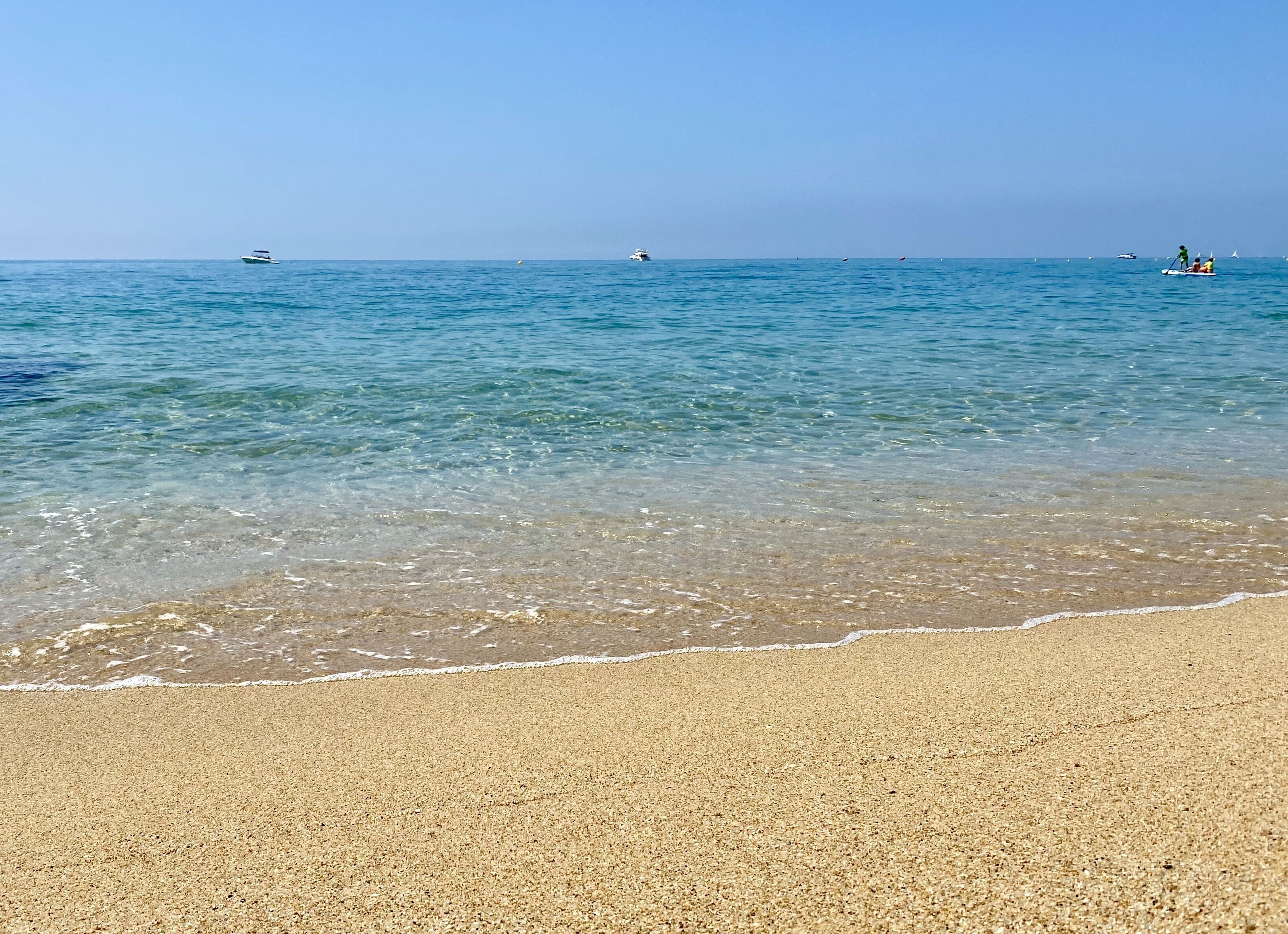 On the beach, sun loungers