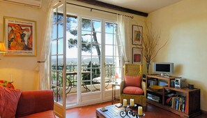 Smart TV, DVD player, books, video library