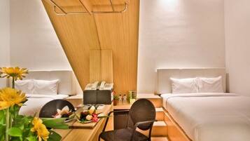 Desk, free WiFi, bed sheets