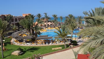 Indoor pool, outdoor pool, sun loungers