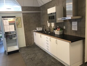 Fridge, microwave, electric kettle