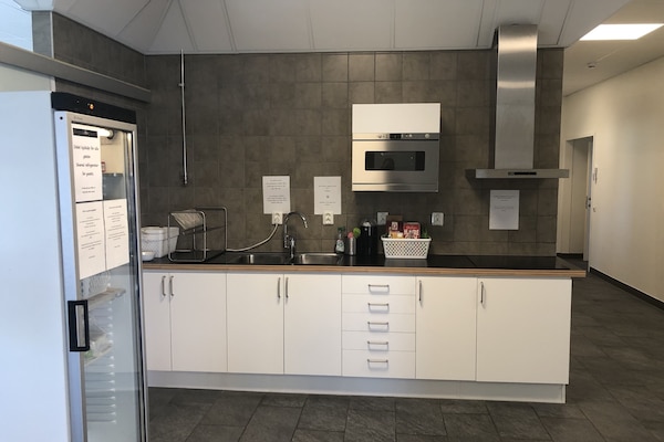 Fridge, microwave, electric kettle