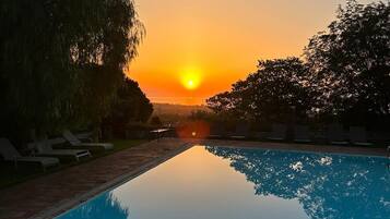 Relax by the serene pool surrounded by lush greenery.
