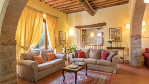 Télévision, cheminée, table de tennis de table, chaîne hi-fi