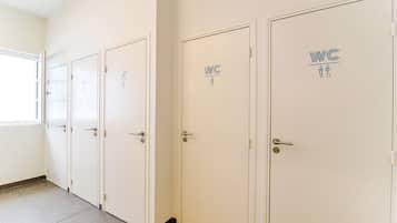 Shower, free toiletries, hair dryer