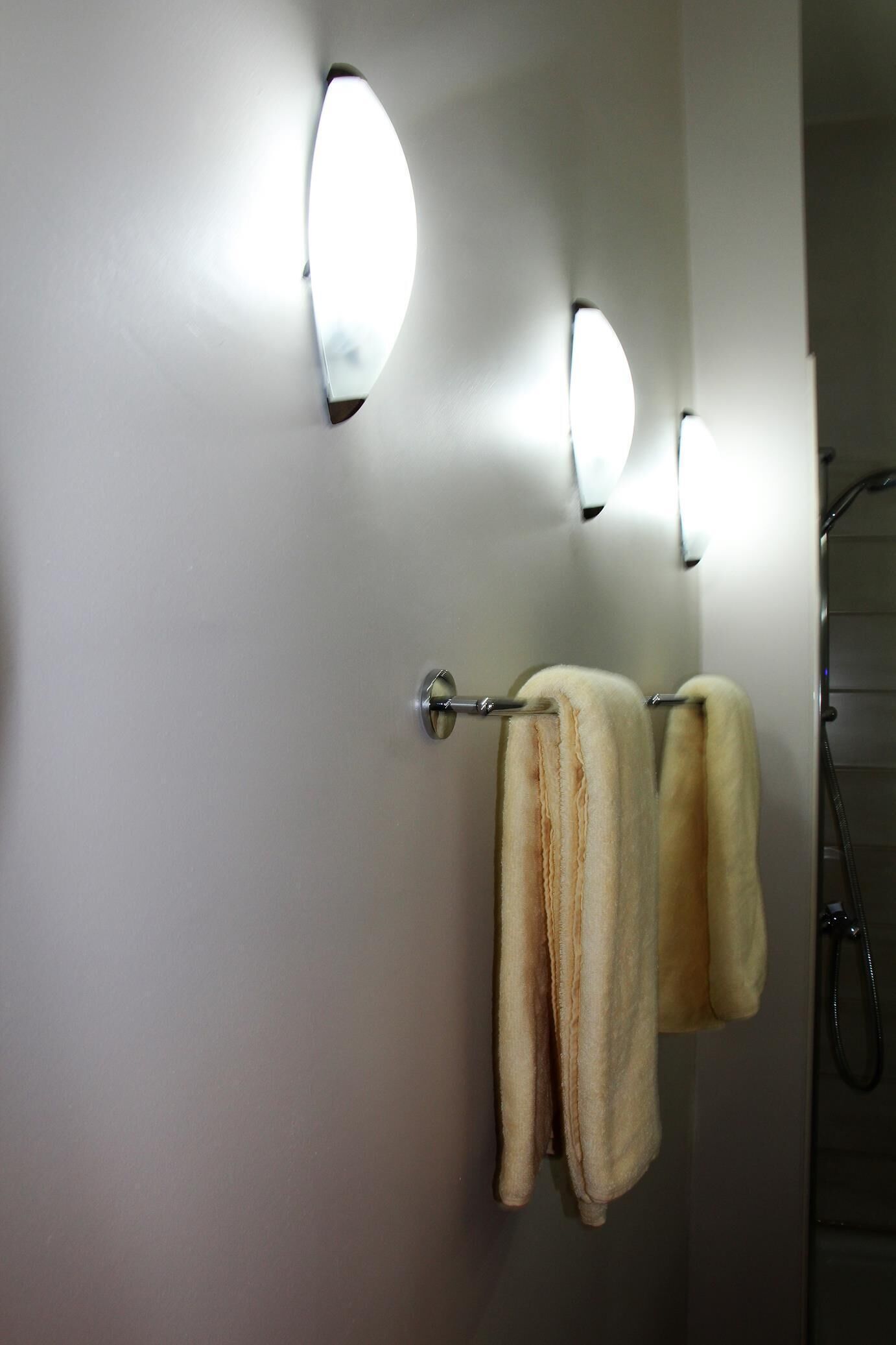 Ducha, secador de pelo, toallas