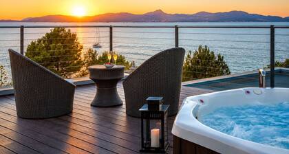 Ferienhaus mit Meerblick und Whirlpool: Traum-Sandbuchten nur 3 min zu fuß
