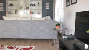 TV, DVD-spiller, bøker og filmbibliotek