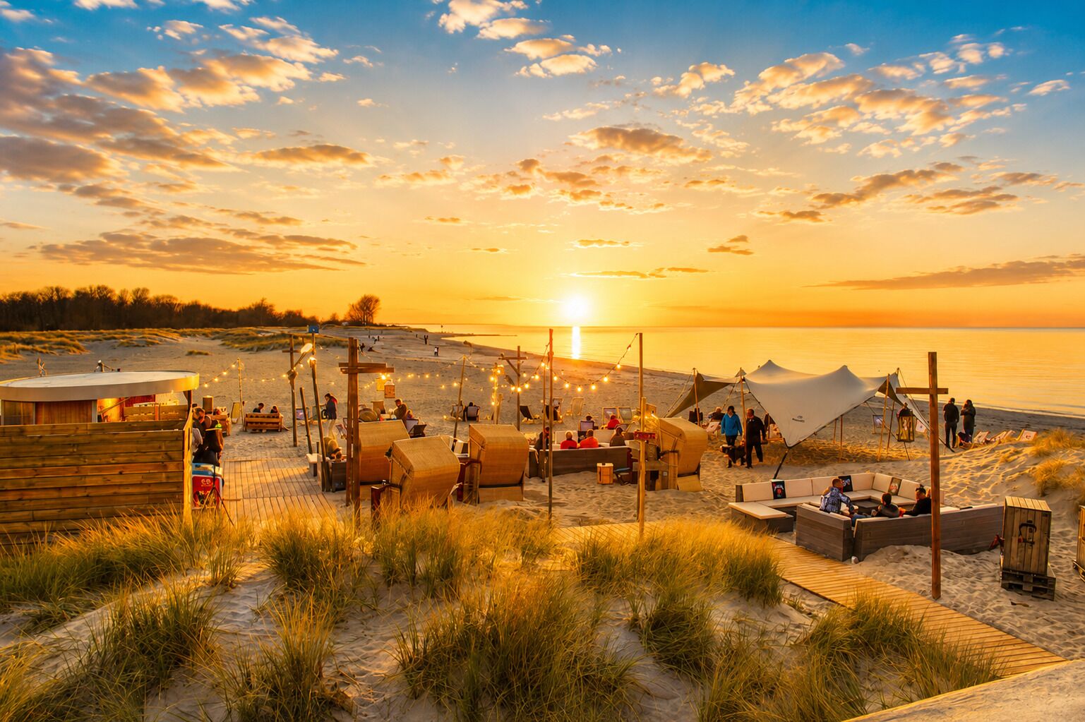 Plage, chaises longues