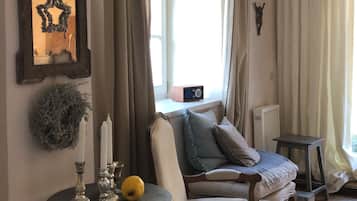 TV, fireplace, DVD player, books