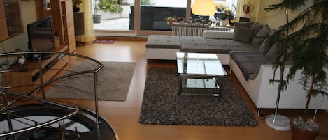 TV, DVD player, books, stereo