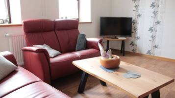 Fernseher, Kamin, Tischtennisplatte, Bücher