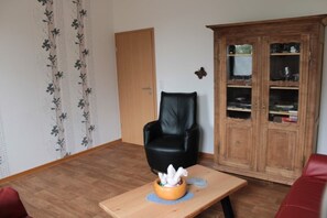 Télévision, cheminée, table de tennis de table, livres