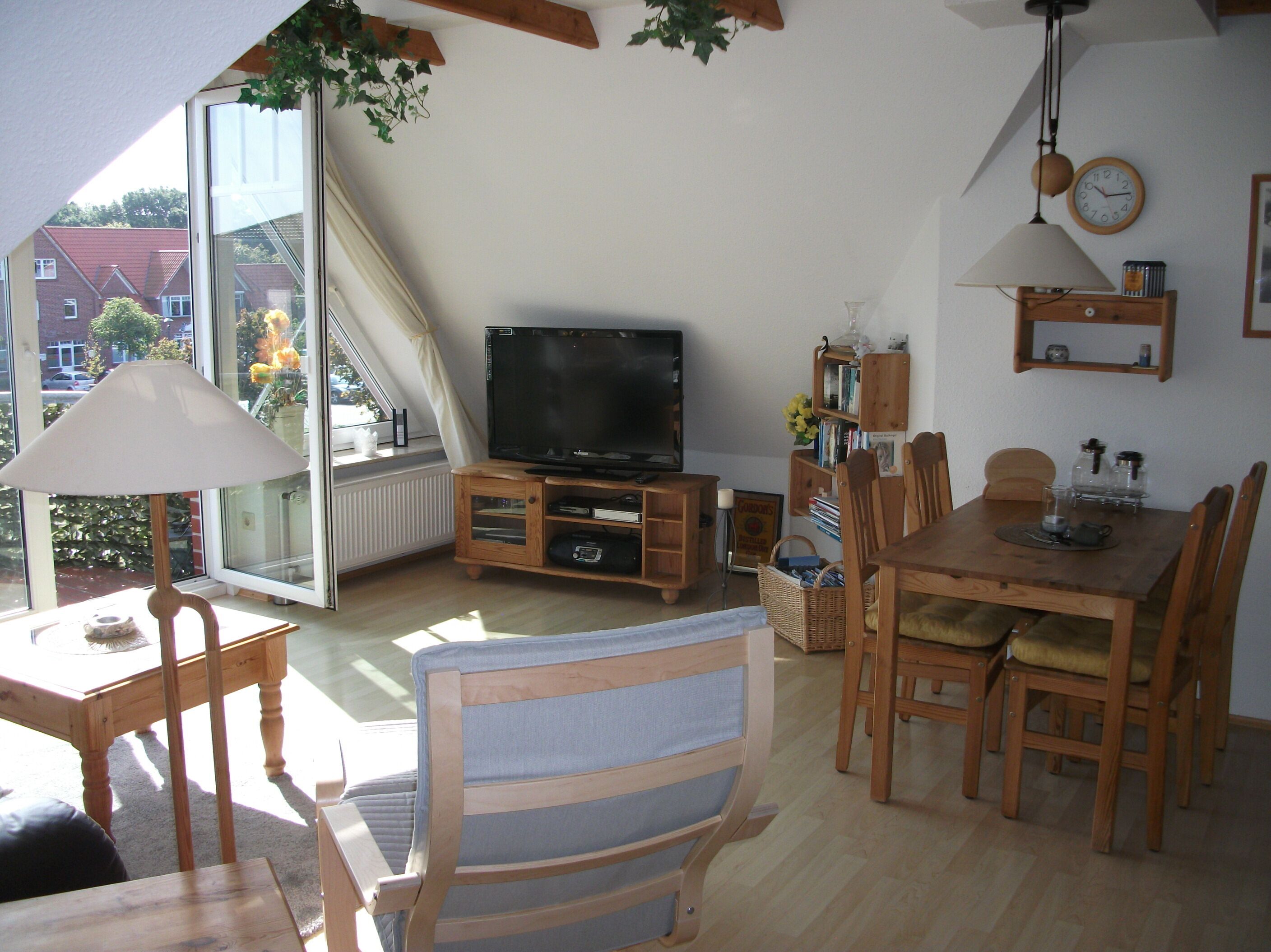 Tv, dvd-spelare, böcker och en stereo