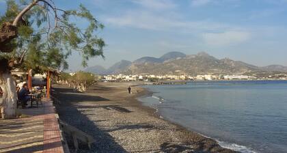 In the narrow streets of the old town, family-friendly, close to the beach