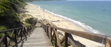 Playa en los alrededores, camastros y toallas de playa