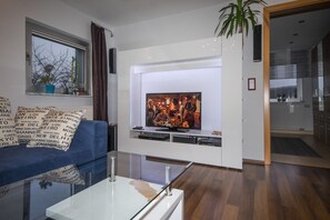 Flat-screen TV, DVD player, books, stereo - Modern, newly renovated **** - apartment in a quiet location on the outskirts, 86 m² (Neunkirchen)