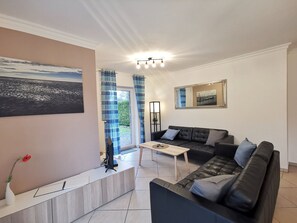 TV, DVD player, stereo