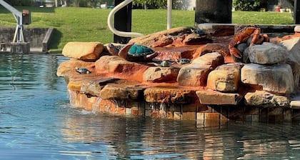 piscine privée d'eau salée surdimensionnée avec ponton, accÚs direct au GoM
