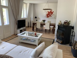 Smart TV, chimenea y reproductor de DVD