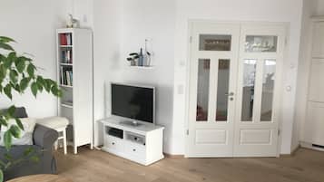 Smart TV, DVD player, books, music library