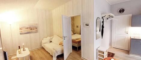 1 chambre, lit parapluie, draps fournis