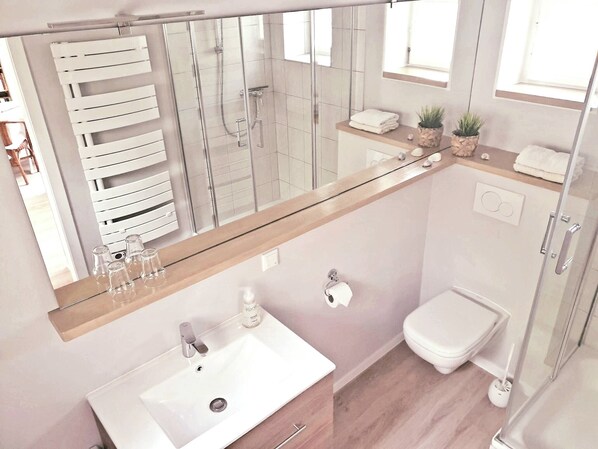 Shower, hair dryer, towels, soap - Separate guest cottage in a quiet, idyllic location on the Dresden Elbe slope (Dresden)