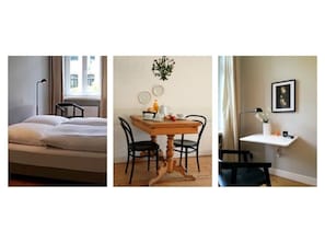 2 habitaciones, tabla de planchar con plancha y cuna de viaje 
