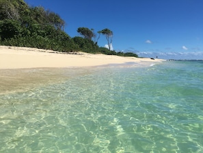 Beach nearby, sun loungers