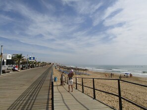 Playa en los alrededores, camastros y toallas de playa 