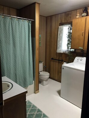 Shower, hair dryer, towels, soap - Rustic, Cozy, Lakefront Cabin On Leech Lake- Perfect For Families & Fisherfolk (Cass Lake)
