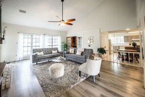 TV, fireplace, DVD player, stereo