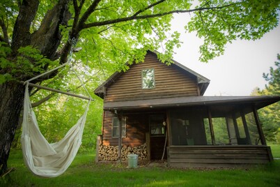 Spiral Staircase Leads To The Lofted Bedroom And Overlooks The Birch Woods.