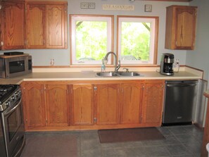 Fridge, microwave, oven, stovetop - Secluded Country Home in Historic Hoosier Hills (Vevay)