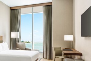 In-room safe, desk, laptop workspace, blackout curtains
