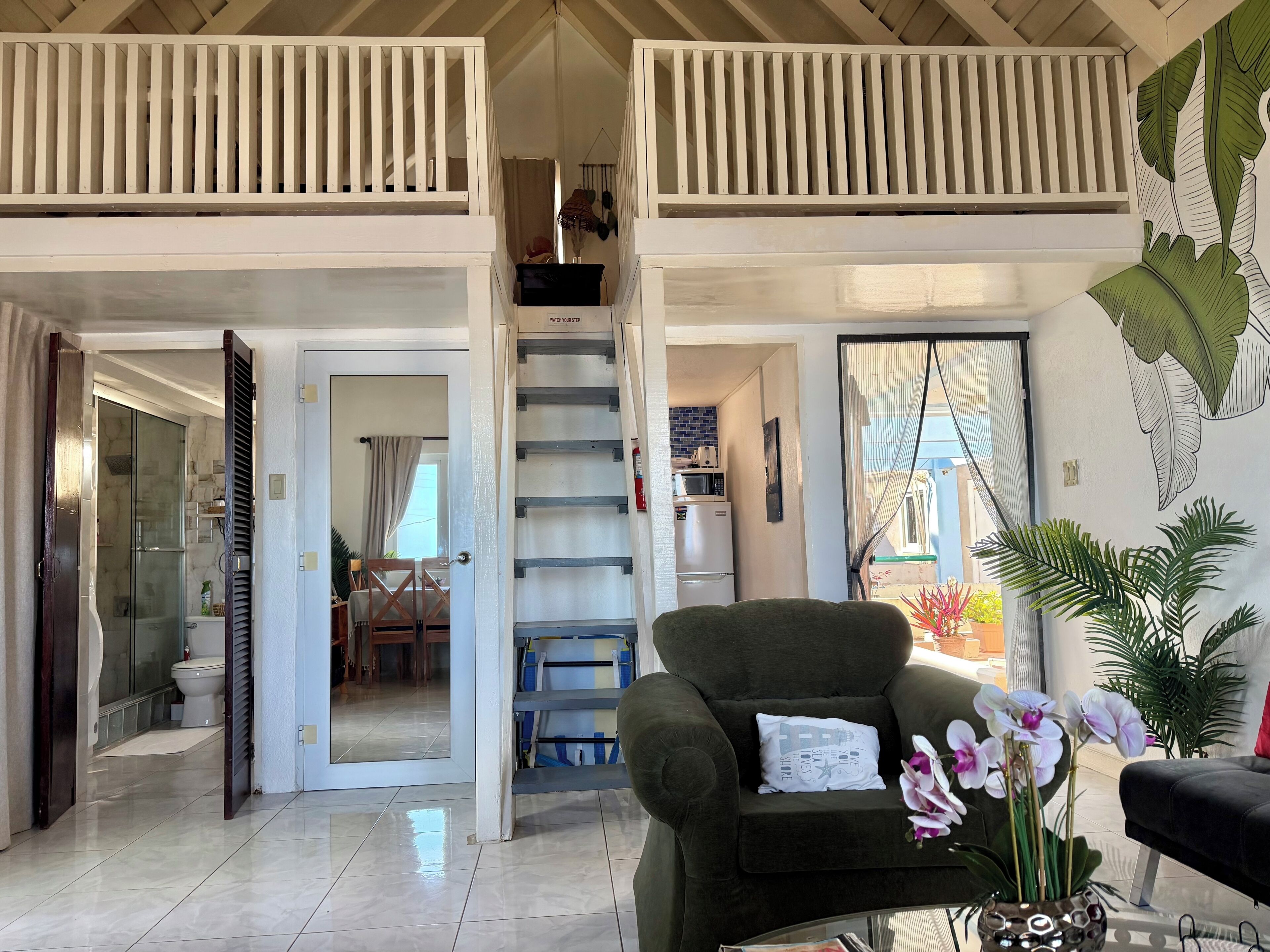 TV, books, music library, stereo