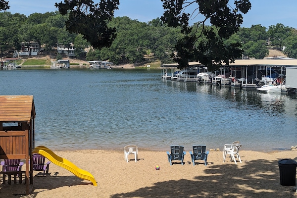 beach area with playset
