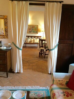 TV, fireplace, DVD player, books