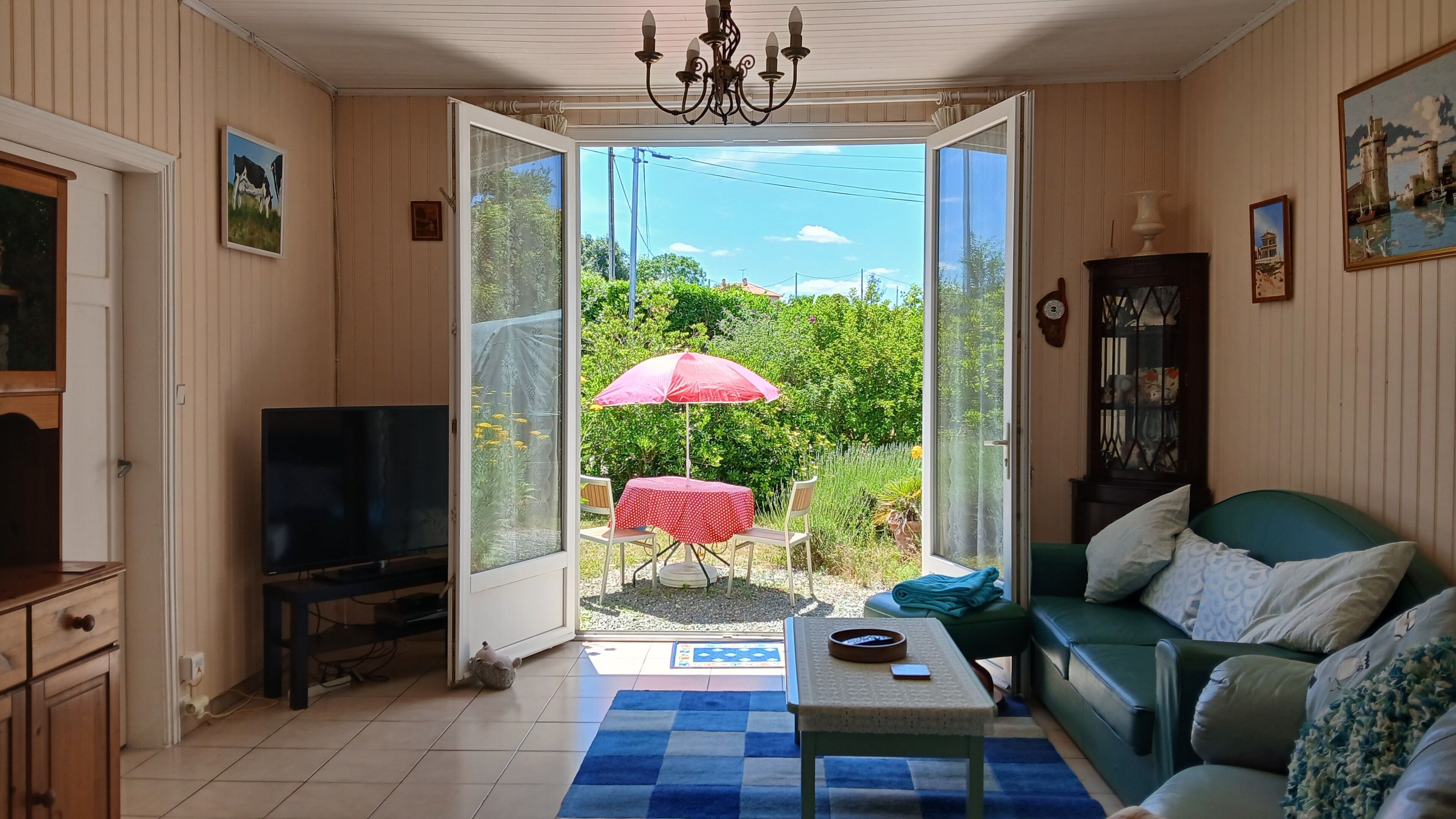 Fernseher, Kamin, DVD-Player, Bücher