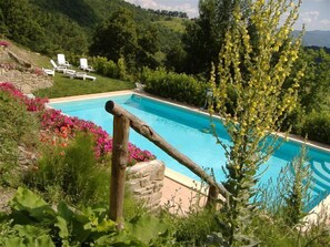 Outdoor pool, pool loungers
