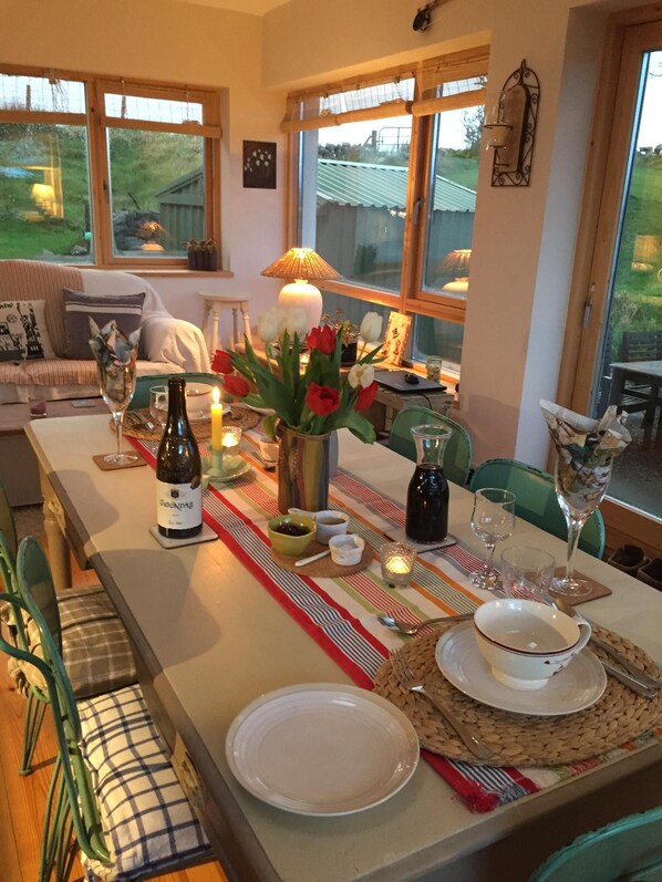 Dining - Traditional Failte Ireland 2025 Rustic Stone Cottage With Private River Fishing. (Clifden, Connemara)